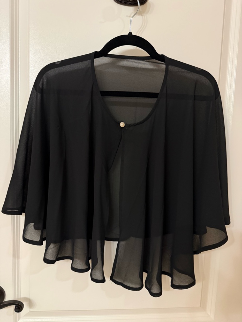 Black Sheer Chiffon Capelet  - Elegant Layering